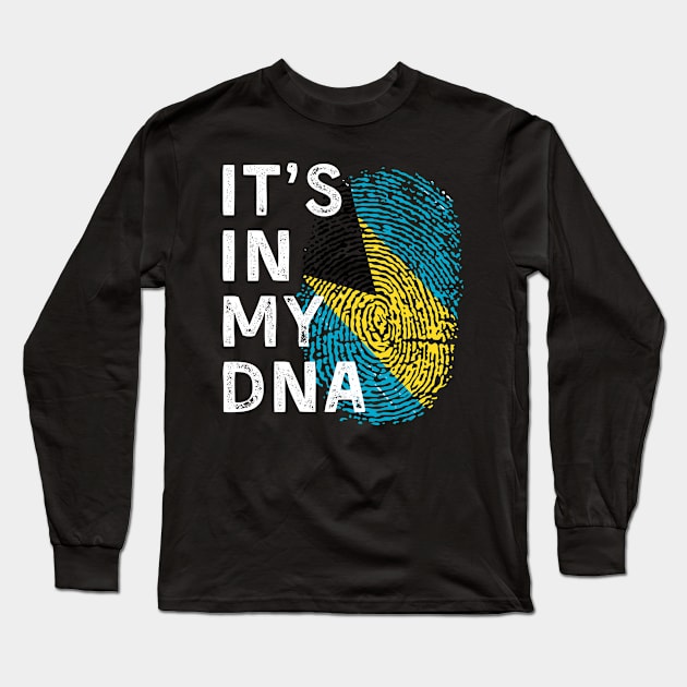 It's In My DNA Bahamas  Family Trip  Bahamian Fingerprint Flag Long Sleeve T-Shirt by zofry's life